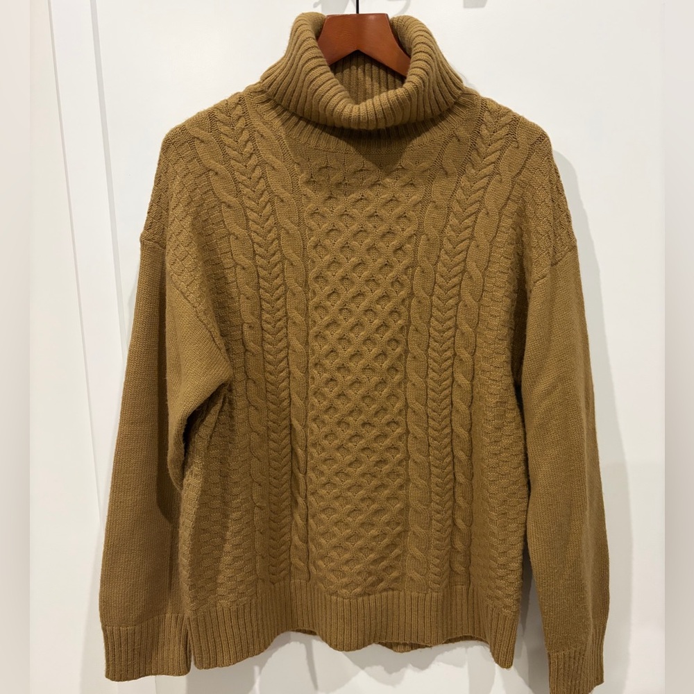 OAK + FORT Oversized Cable Knit Turtleneck Sweater